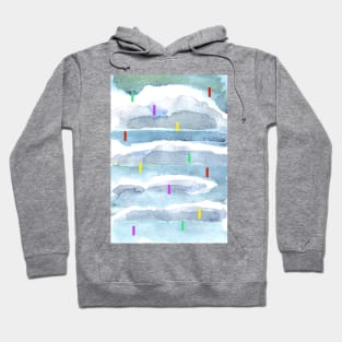 Colorful summer rain out of watercolor clouds Hoodie